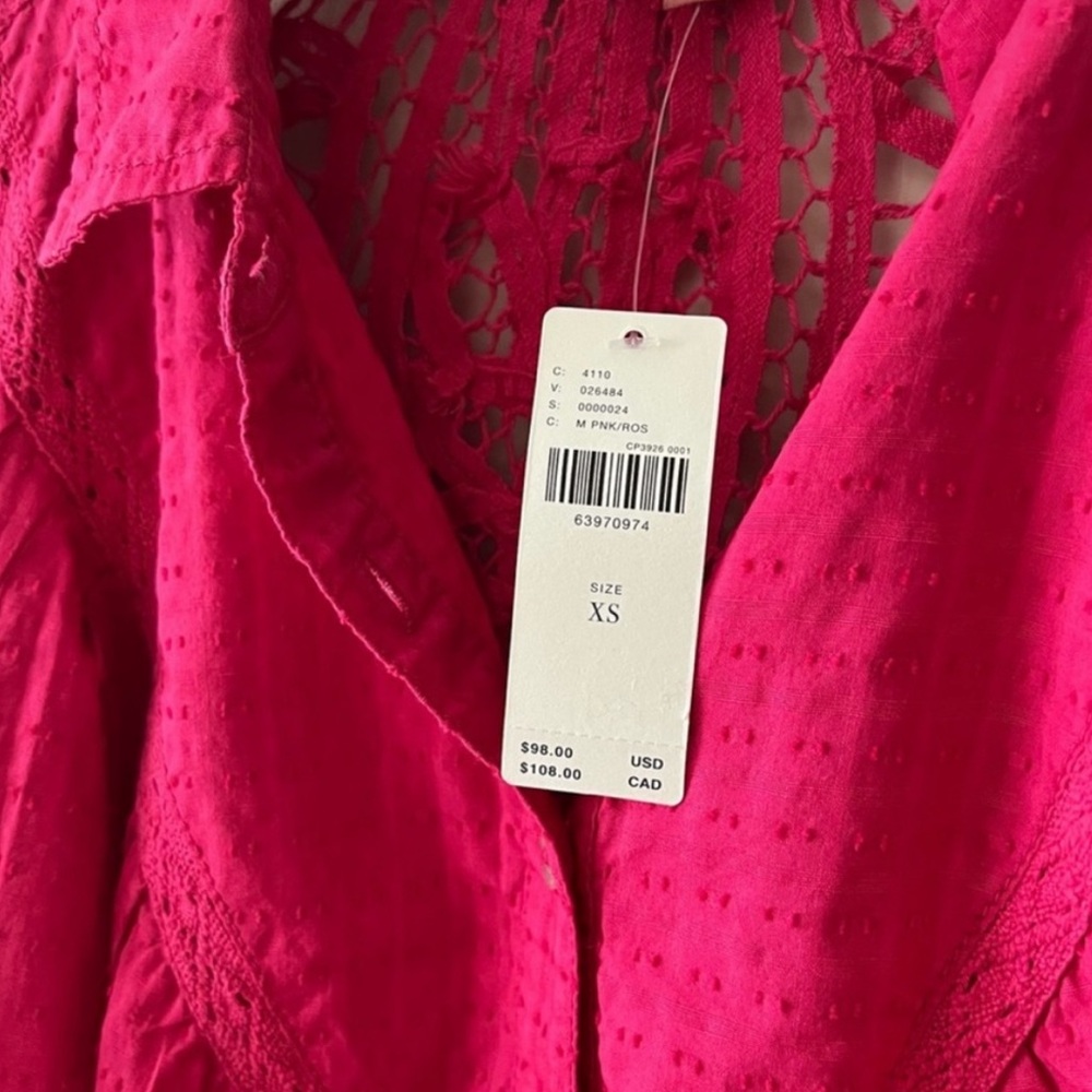 NWT Anthropologie Pilcro Lace Back Button Up Top Sz XS - Picture 7 of 15
